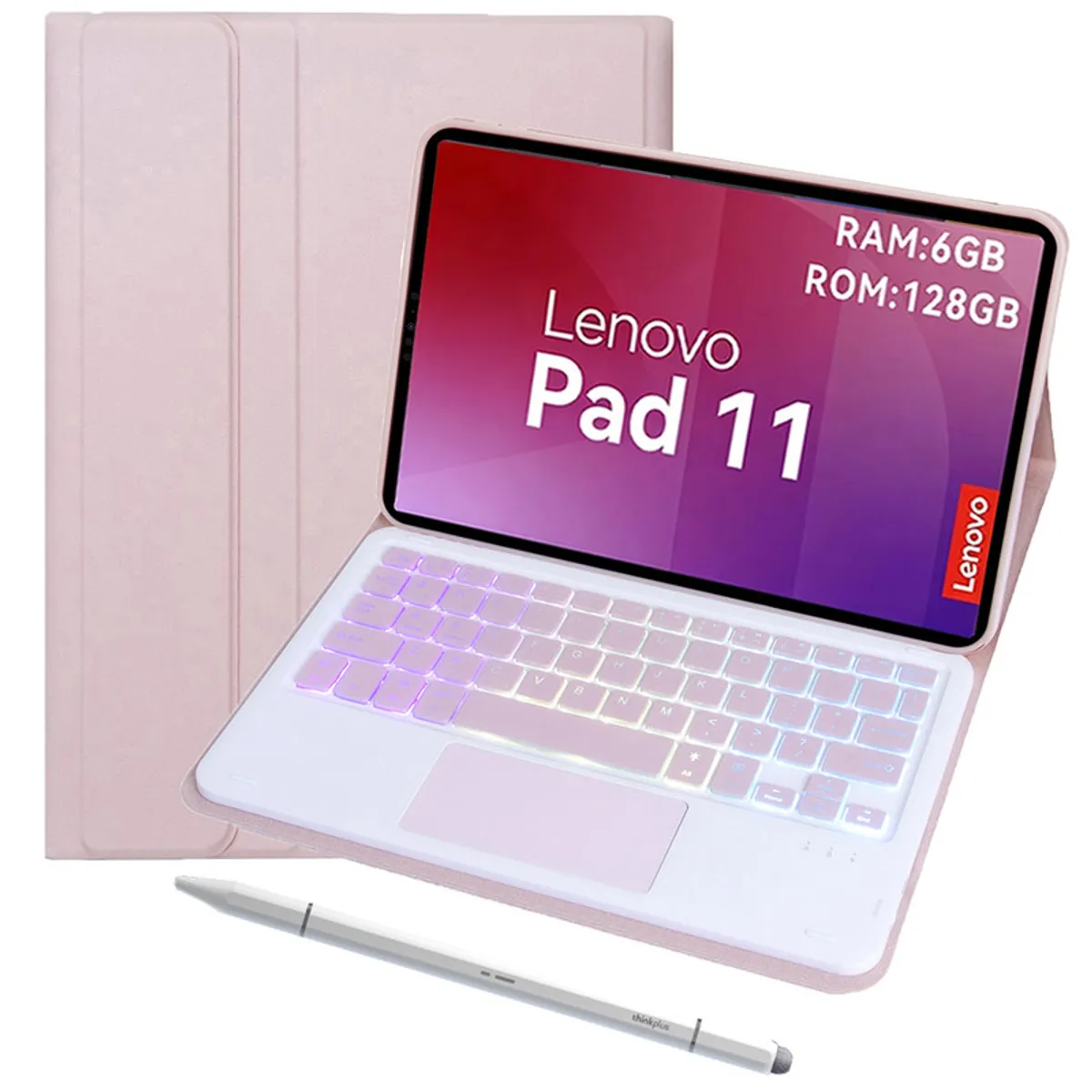 LENOVO - Tablet Lenovo  pad 11 2025 6+128GB  WIFI-Gris+Rosado luminsos teclado+Lápiz táctil Lenovo