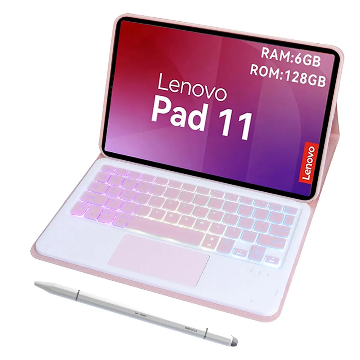 LENOVO - Tablet Lenovo  pad 11 2025 6+128GB  WIFI-Gris+Rosado luminsos teclado+Lápiz táctil Lenovo