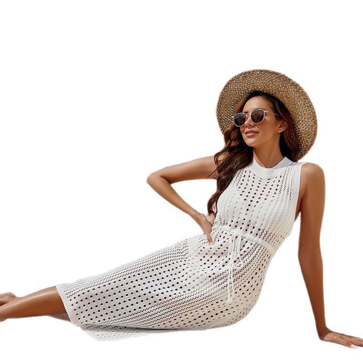 TIOZONEY - Vestido de playa para mujer - Blanco