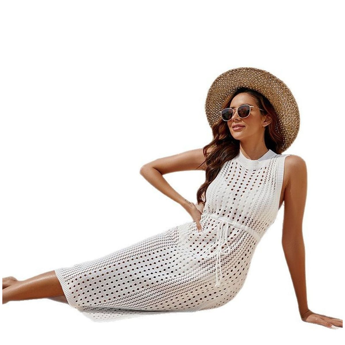 TIOZONEY - Vestido de playa para mujer - Blanco