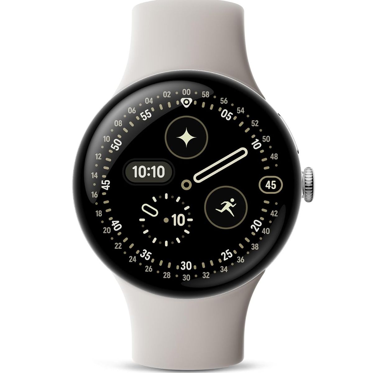 GOOGLE - Google Pixel Watch 4 (45mm) Bluetooth Smartwatch - Polished Silver/Porcelain Band