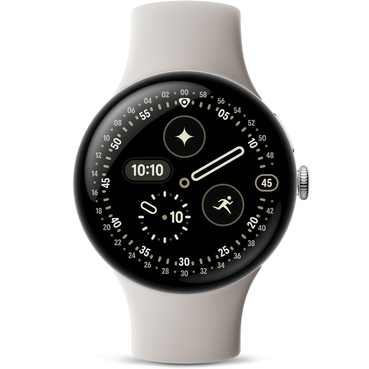 GOOGLE - Google Pixel Watch 4 (45mm) Bluetooth Smartwatch - Polished Silver/Porcelain Band