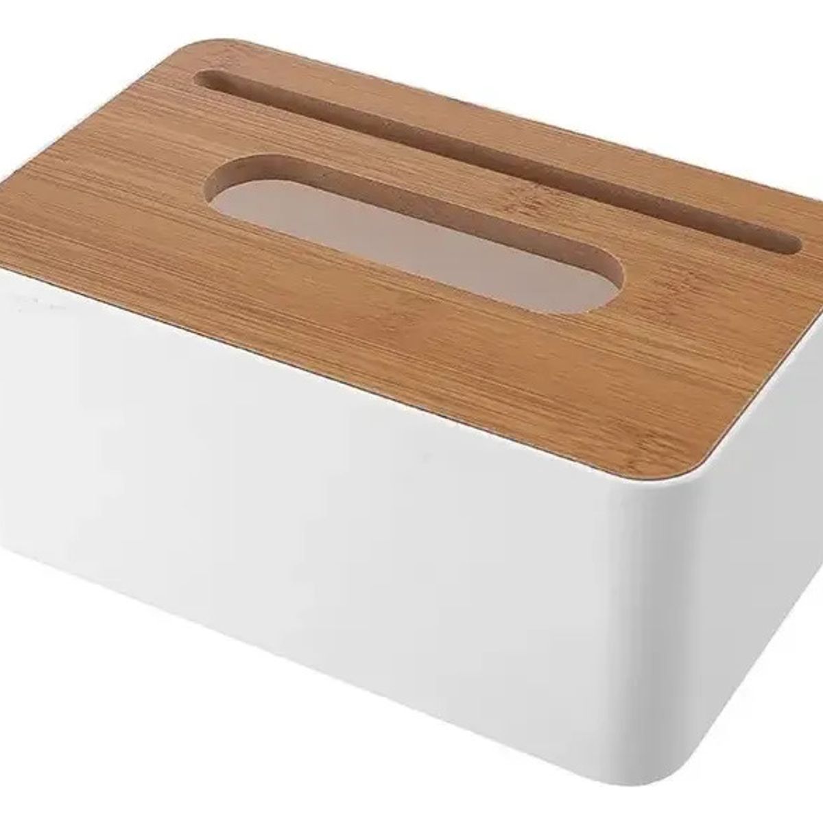GENERICO - Porta Pañuelos Dispensador Servilletas Tapa Bambú Y Soporte