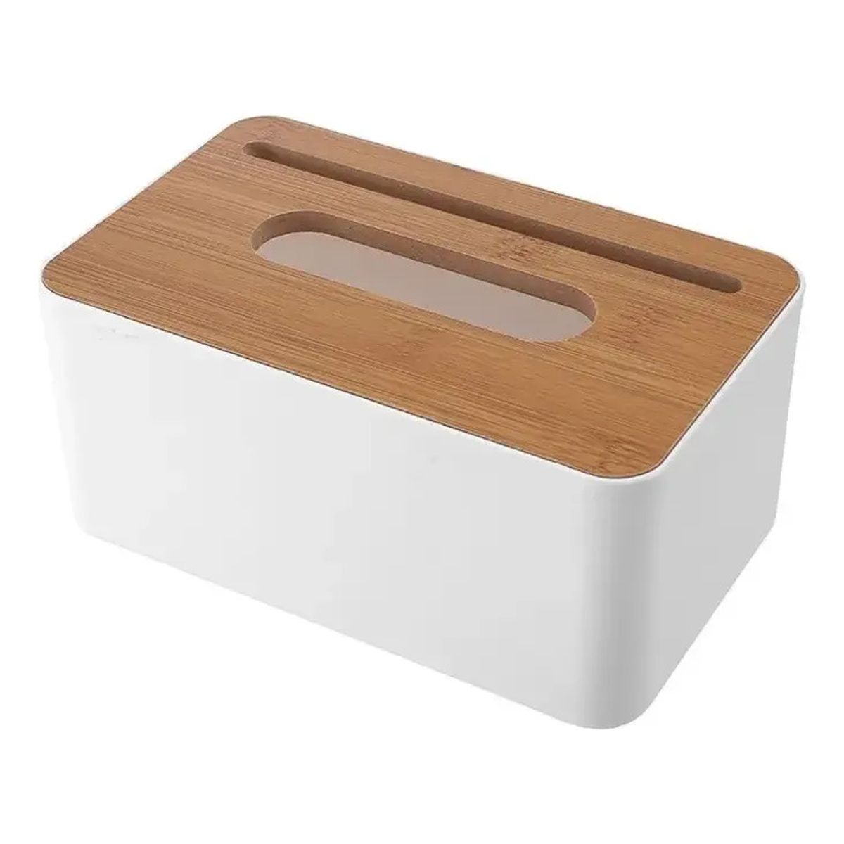 GENERICO - Porta Pañuelos Dispensador Servilletas Tapa Bambú Y Soporte