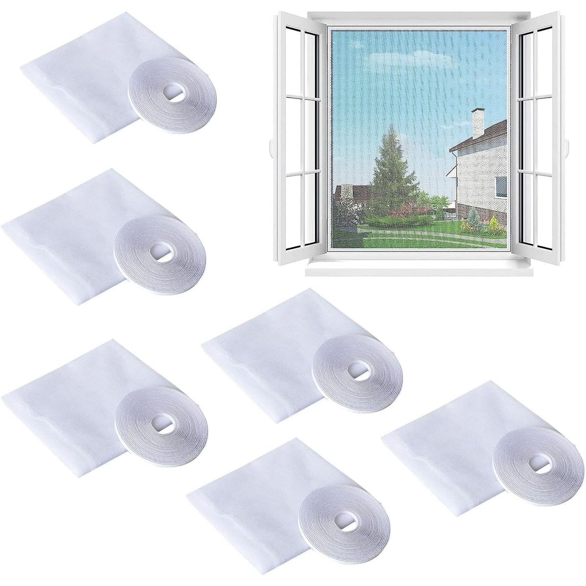 KUANGYE - Pack 6 Malla Anti Mosquitos Cortina Mosquitera Con Velcro 130 cm x 150 cm