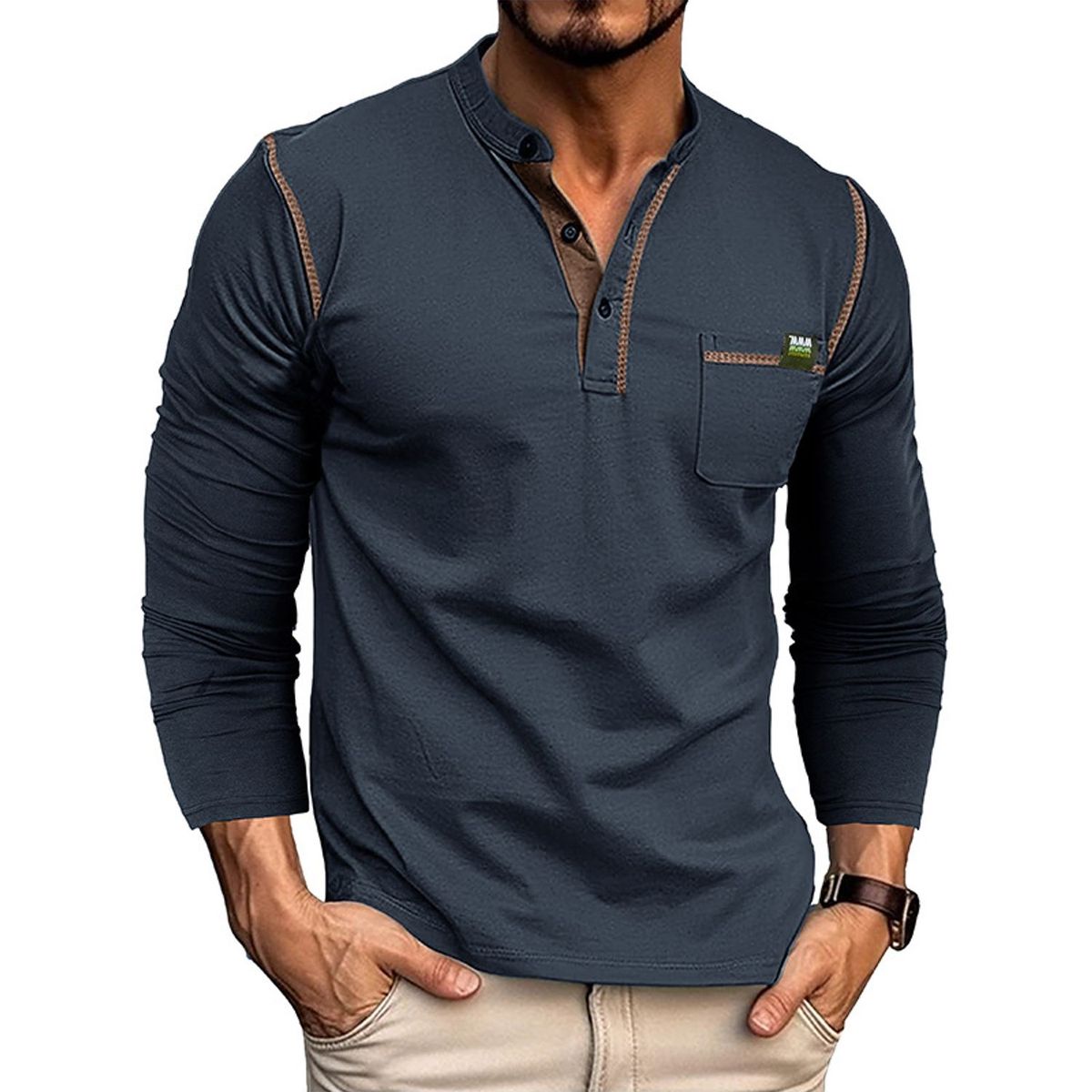 TIOZONEY - Polera Polo Básica Manga Larga