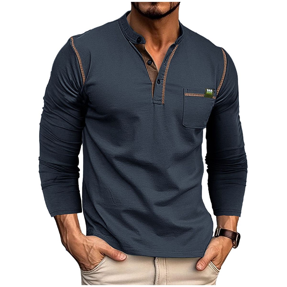 TIOZONEY - Polera Polo Básica Manga Larga