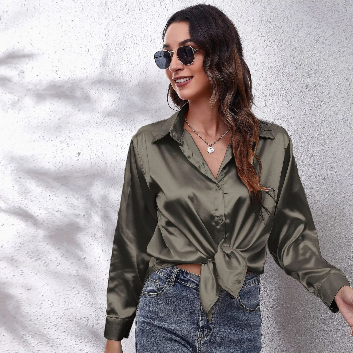 TIOZONEY - Camisa Manga Larga Mujer