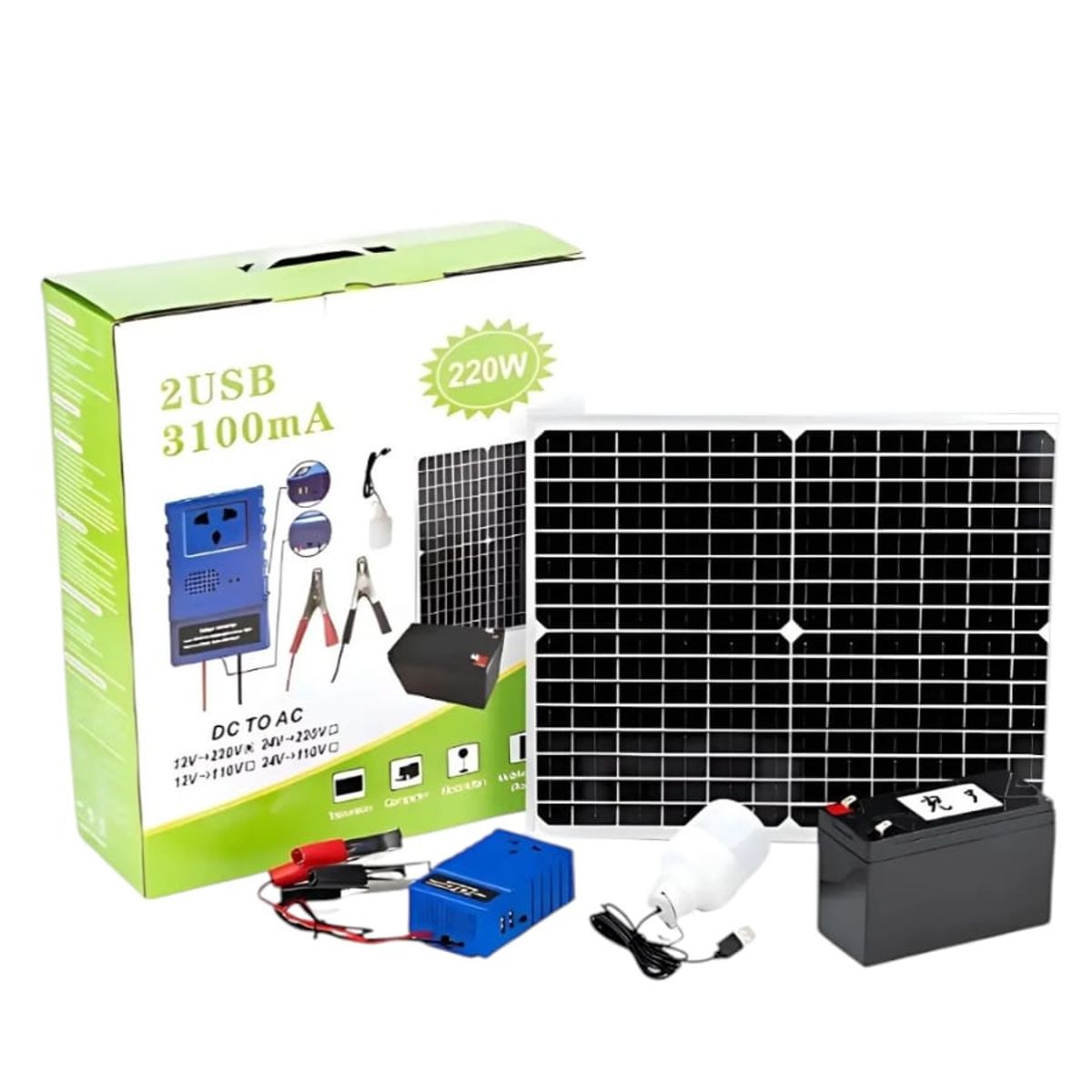 GENERICO - Generador Energia Solar Kit Emergencia Bateria Inversor