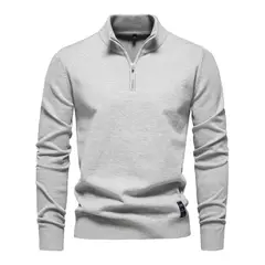 TIOZONEY - Camisa de punto con media cremallera para hombre