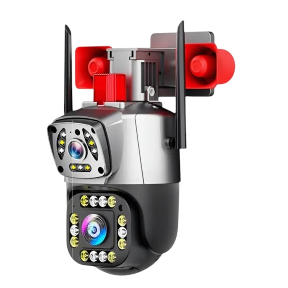 GENERICO - Camara Ip Wifi Ptz Doble Lente 360 Exterior Sirenas Baliza