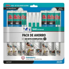 AKFIX - Pack 6 Silicona Universal Antibacteriana 100e 280ml
