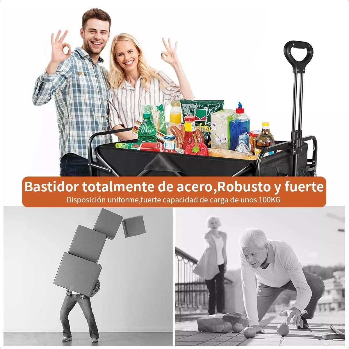EVERSO - Carrito Para Compras Plegable Ideal Para El Camping Y Picnic