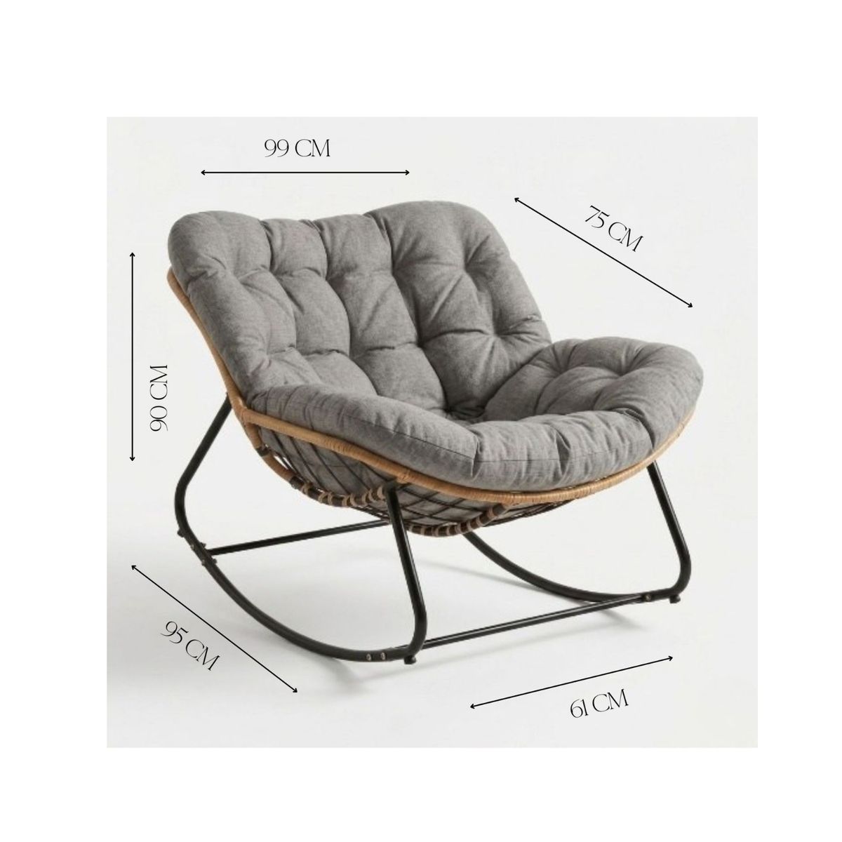GENERICO - Silla Mecedora Boho Papasan Nido + Reposa Pies Moderna