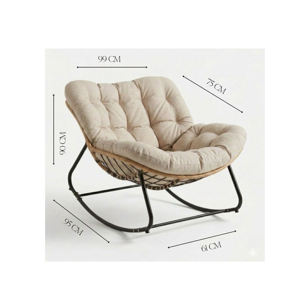 GENERICO - Silla Mecedora Boho Papasan Nido + Reposa Pies Moderna