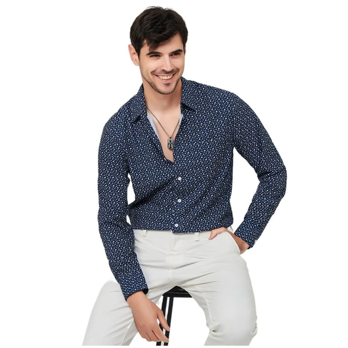 TIOZONEY - Camisa floral de manga larga