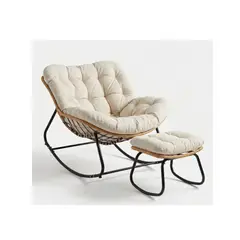 GENERICO - Silla Mecedora Boho Papasan Nido + Reposa Pies Moderna