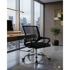 GENERICO - SILLA DE OFICINA CON BASE CROMADA COLOR NEGRO