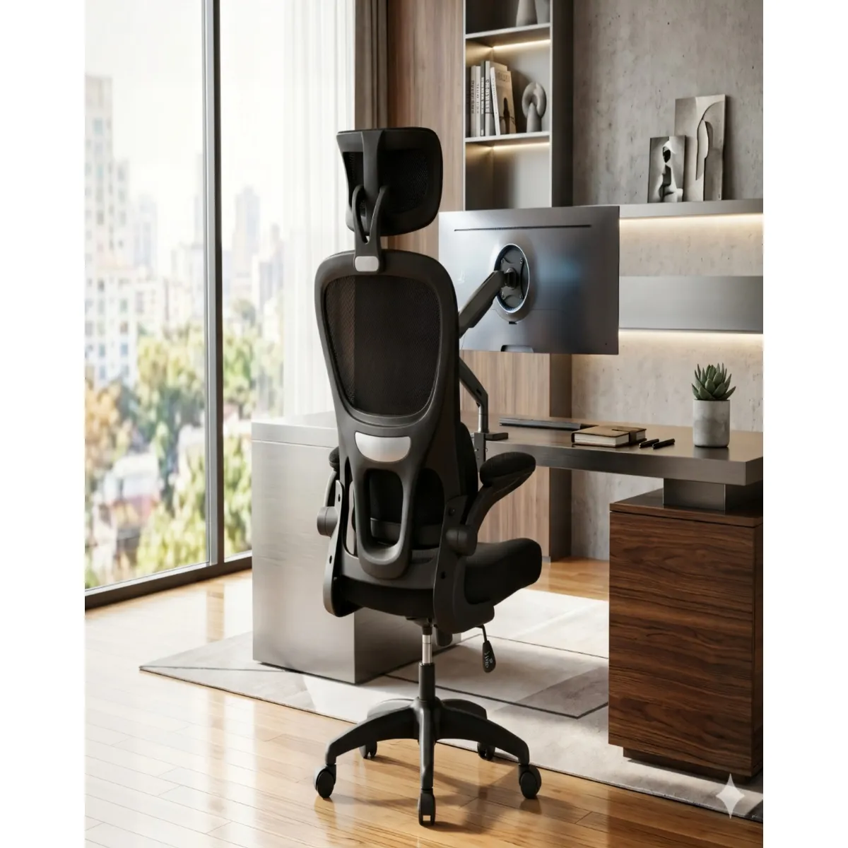 GENERICO - SILLA DE OFICINA CON RESPALDO ALTO ERGONÓMICO COLOR NEGRO