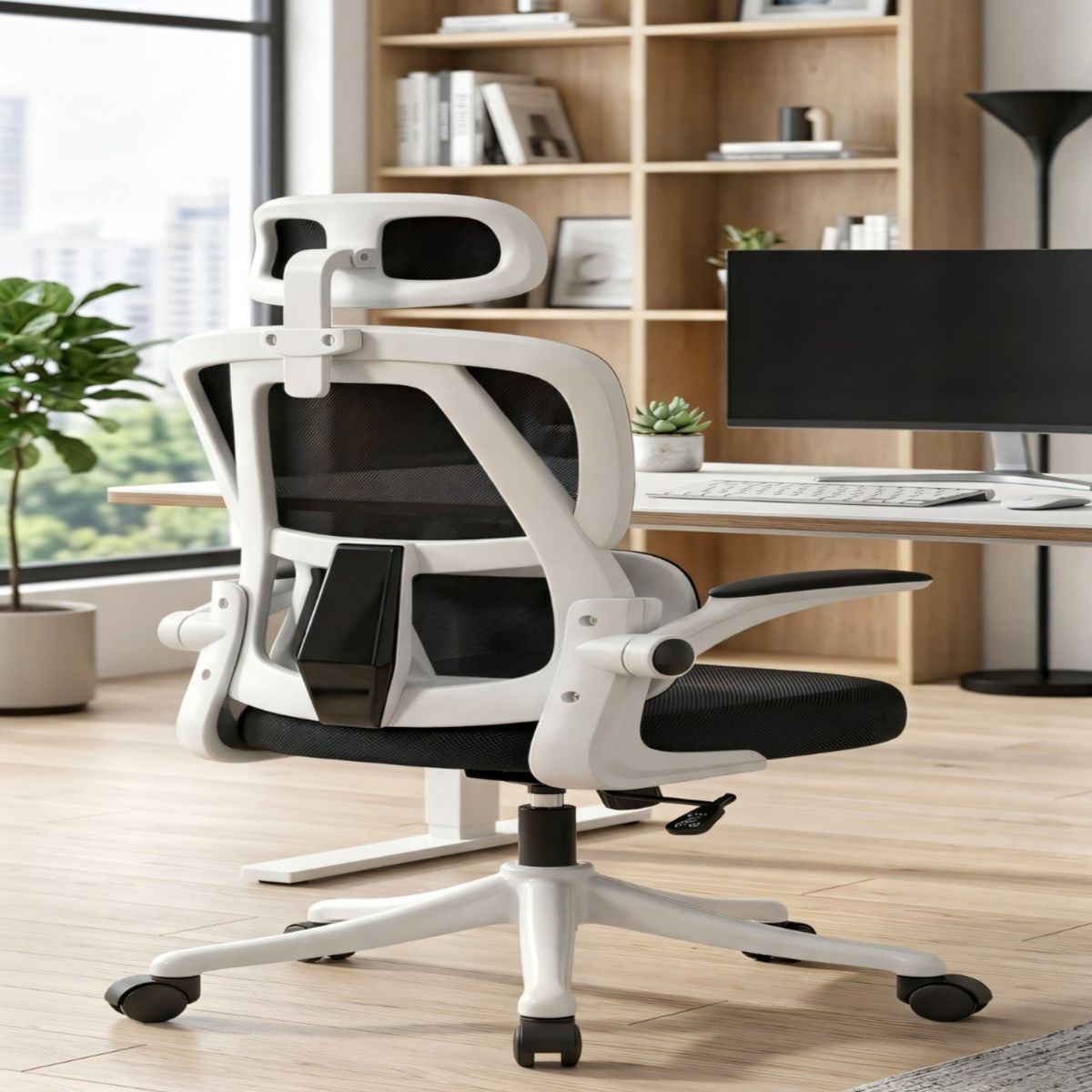 GENERICO - SILLA DE OFICINA CON RESPALDO ALTO ERGONÓMICO COLOR BLANCO
