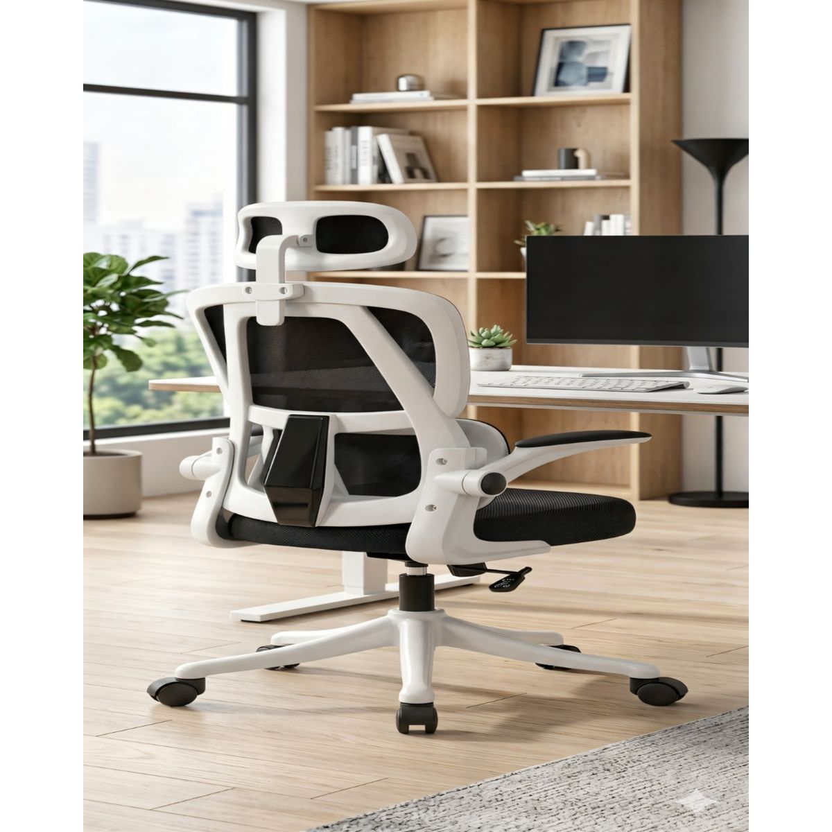 GENERICO - SILLA DE OFICINA CON RESPALDO ALTO ERGONÓMICO COLOR BLANCO