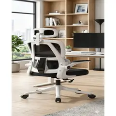 GENERICO - SILLA DE OFICINA CON RESPALDO ALTO ERGONÓMICO COLOR BLANCO