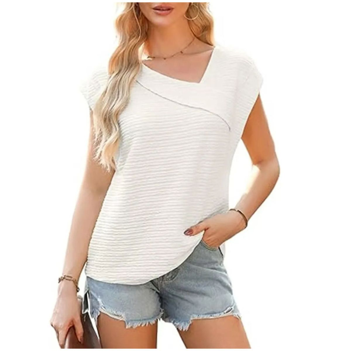 TIOZONEY - Blusa de mujer con cuello en V-Negro