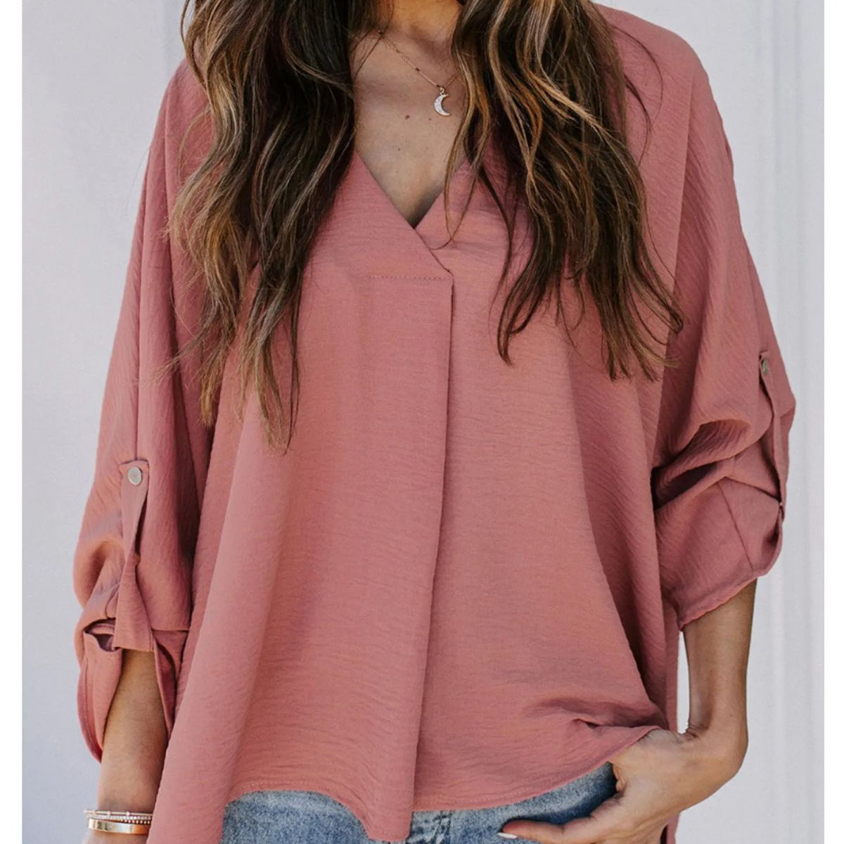 TIOZONEY - Blusa suelta mujer - Rosada