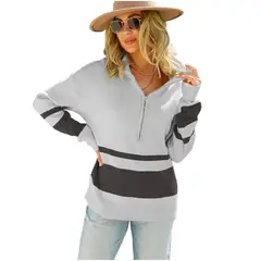 TIOZONEY - Sudadera con mangas de punto para mujer