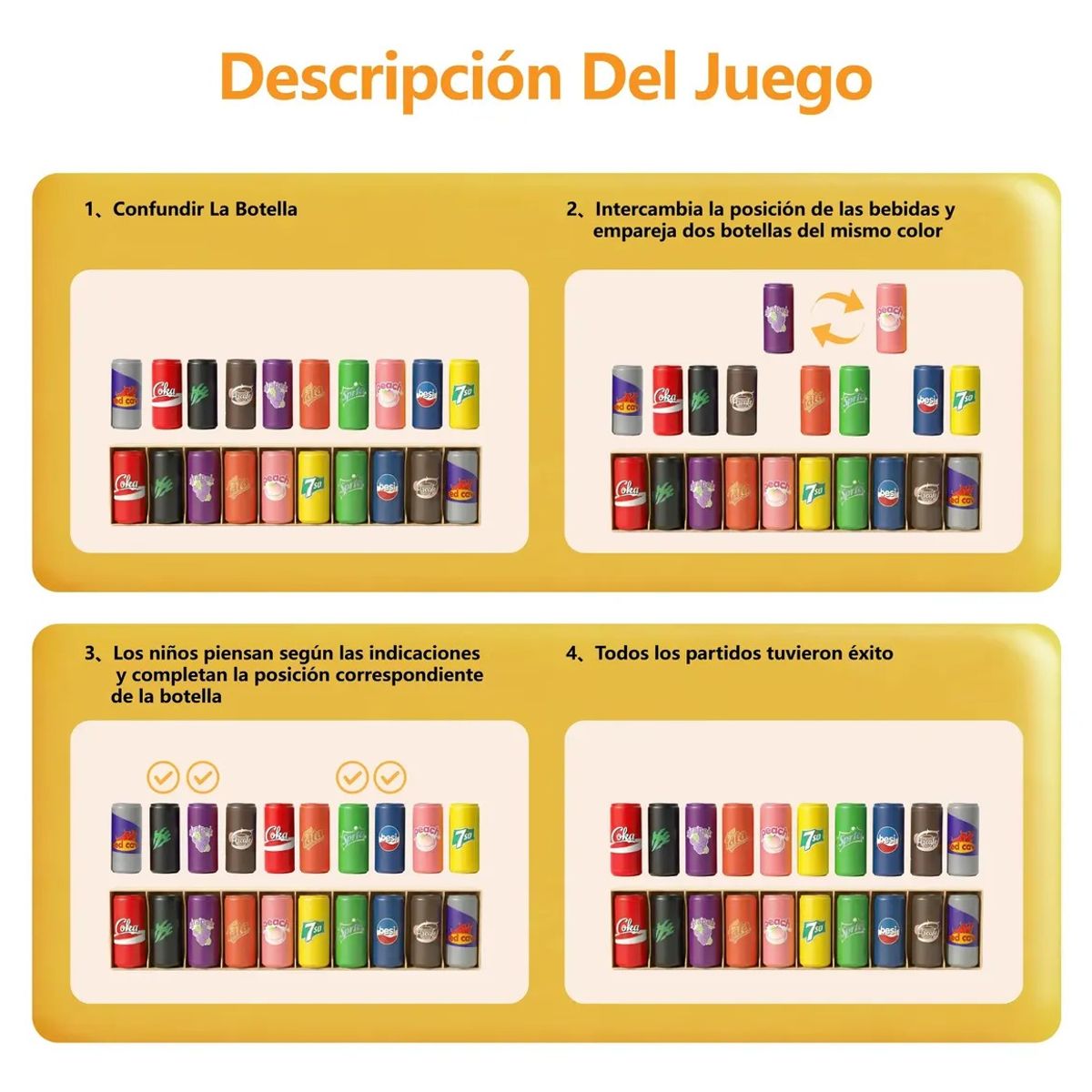 GENERICO - Juego De Memoria Adivina El Orden Con Botellitas De Colore