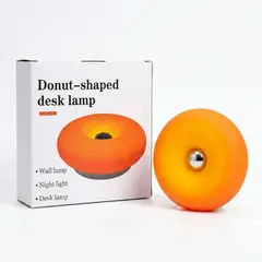 GENERICO - Lámpara Led Dona Naranja Inalámbrica Usb-c Touch Mesa Pared
