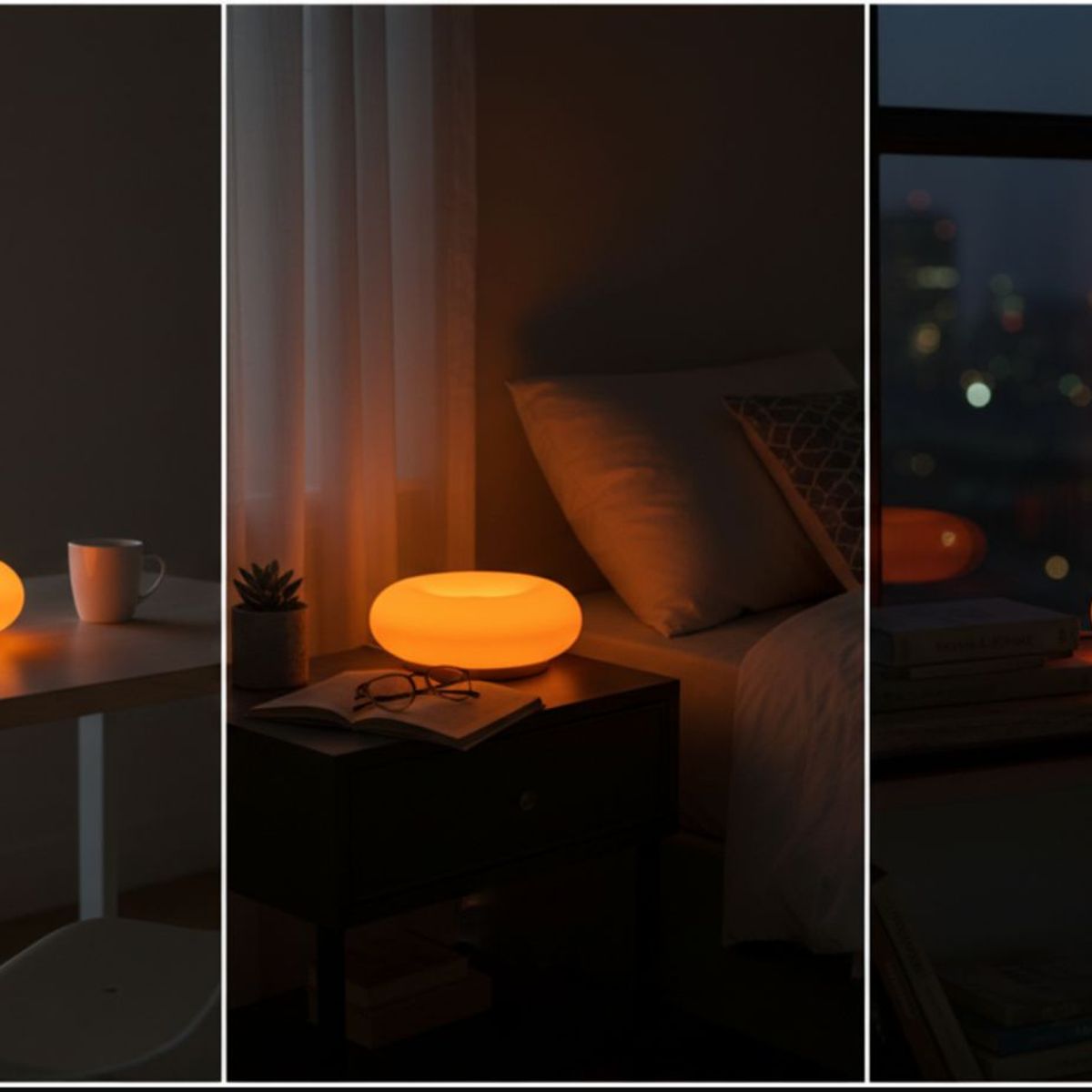 GENERICO - Lámpara Led Dona Naranja Inalámbrica Usb-c Touch Mesa Pared