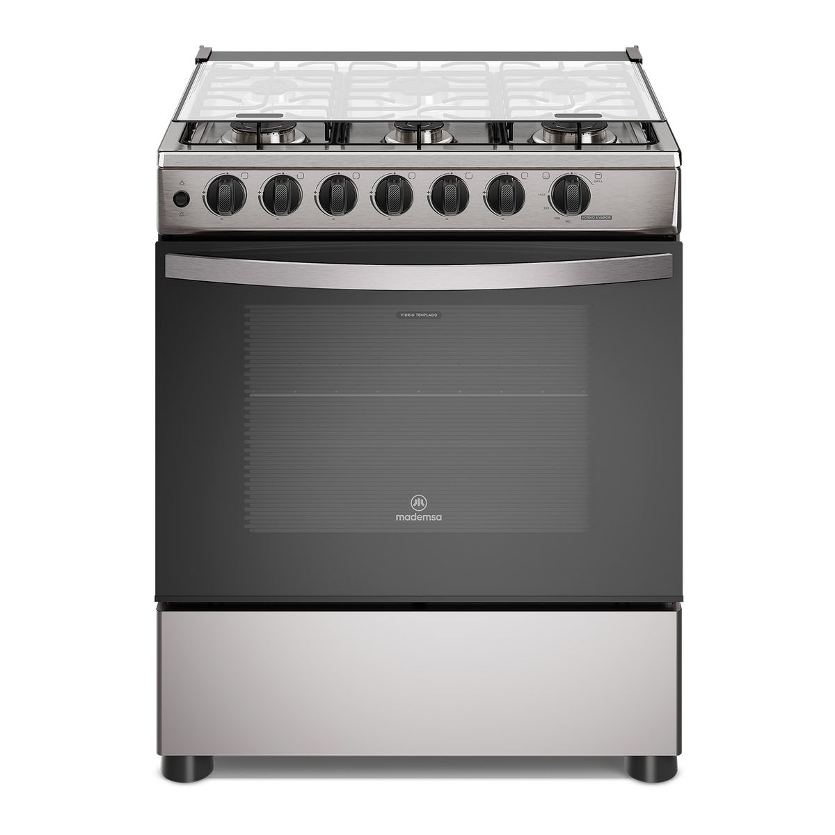 MADEMSA - Cocina a Gas 6 Platos Horno Vapor y Parrillas Alambrón FM6LSC Inox