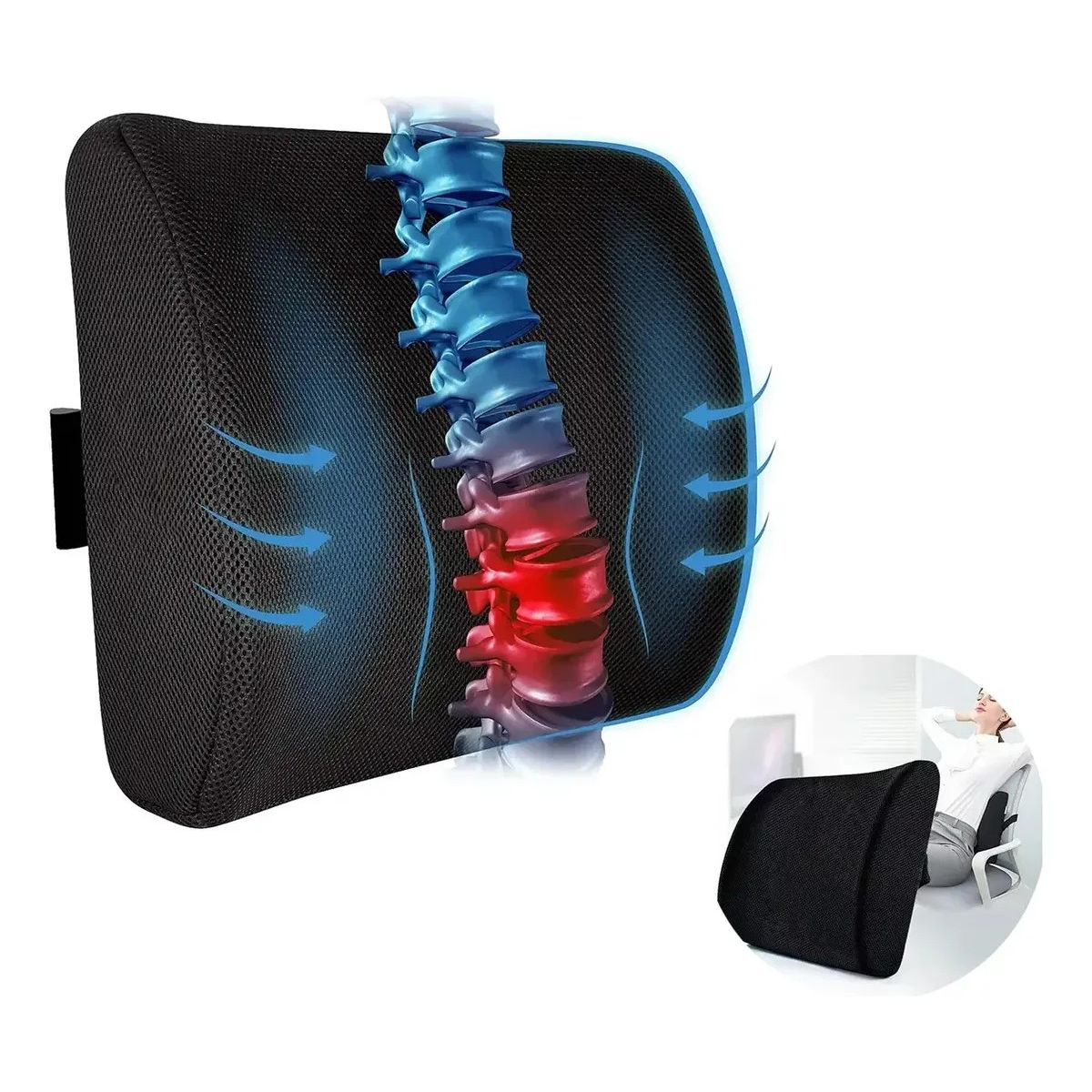 GENERICO - Cojín Ortopédico De Silla Para Apoyo De Alivio Lumbar Labg