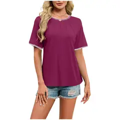 TIOZONEY - Camiseta holgada de cuello redondo y manga corta