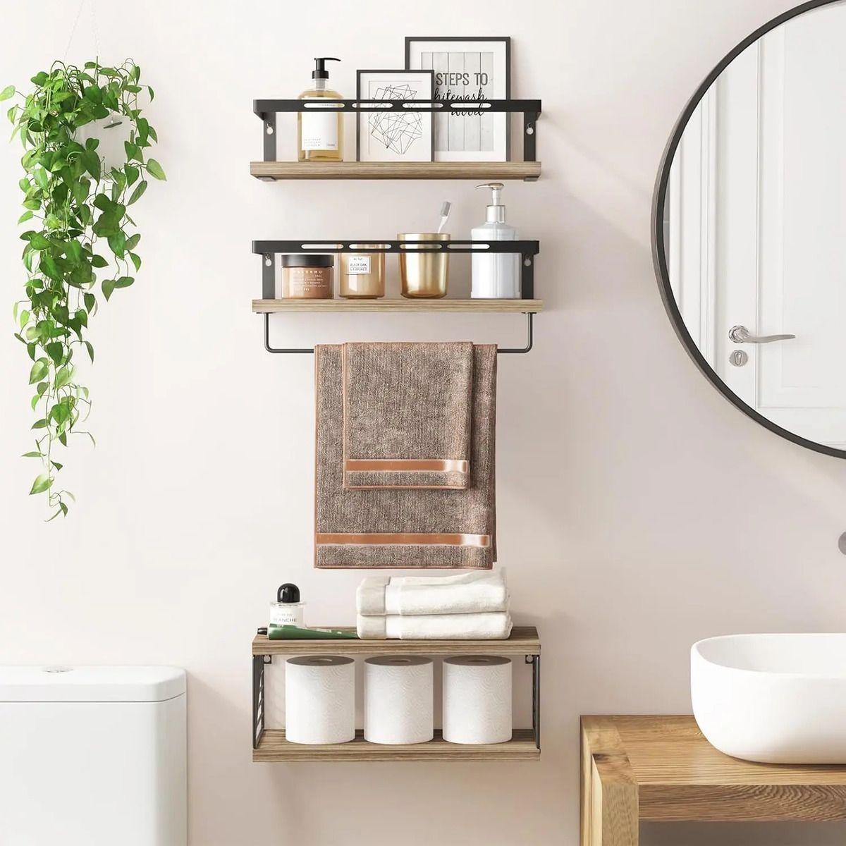 EVERSO - Kit Repisas Flotantes De Pared Estante Organizador Baño