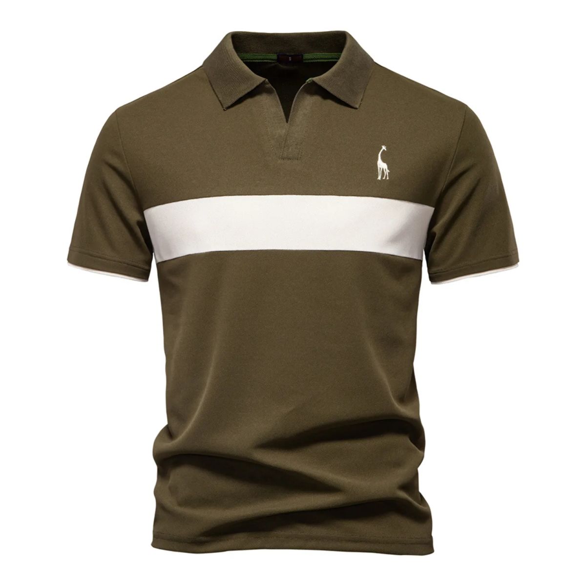 TIOZONEY - Polo de cuello en V para hombre-Verde