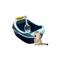 GENERICO - ARENERO PARA GATOS XL SEMI CERRRADO Y PALA CELESTE