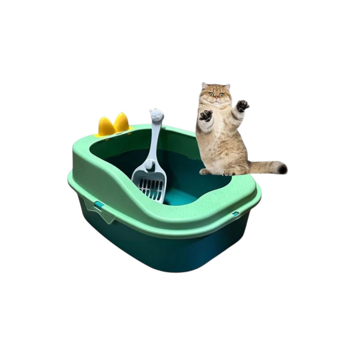 GENERICO - ARENERO PARA GATOS XL SEMI CERRRADO Y PALA VERDE