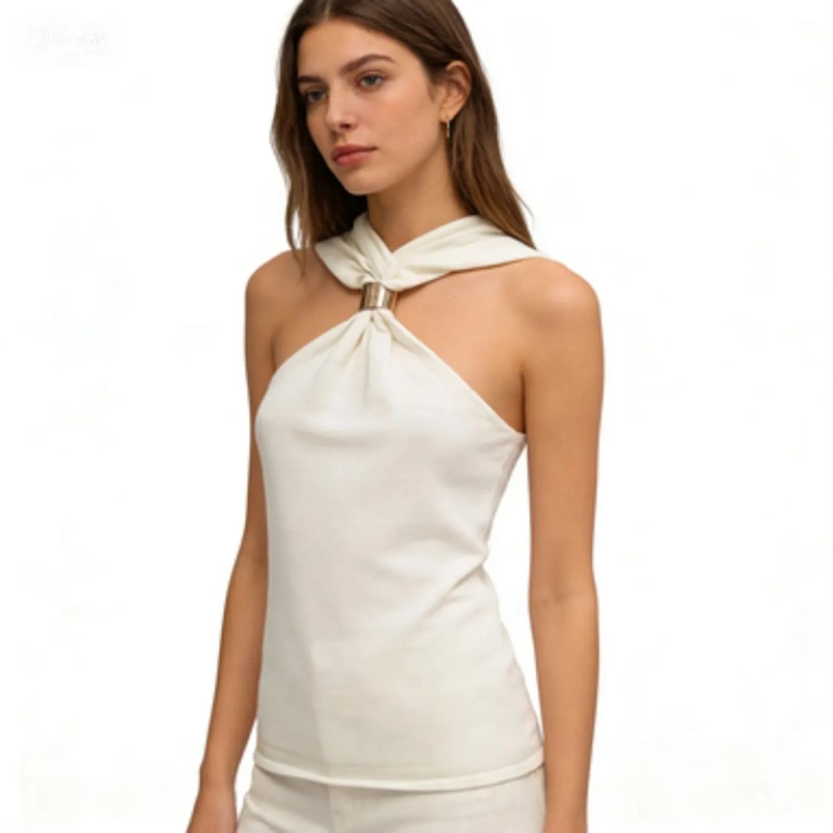 TIOZONEY - Polera Sin Mangas Mujer - Blanco