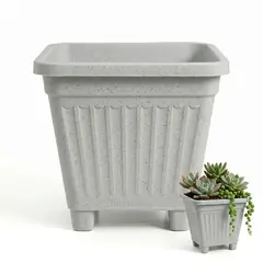 GENERICO - Macetero Plástico Cuadrado Mármol 40 cm