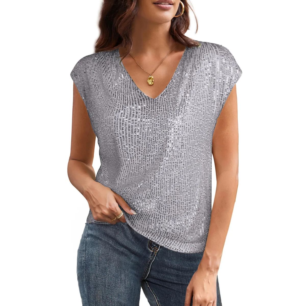 TIOZONEY - Blusa de manga corta para mujer