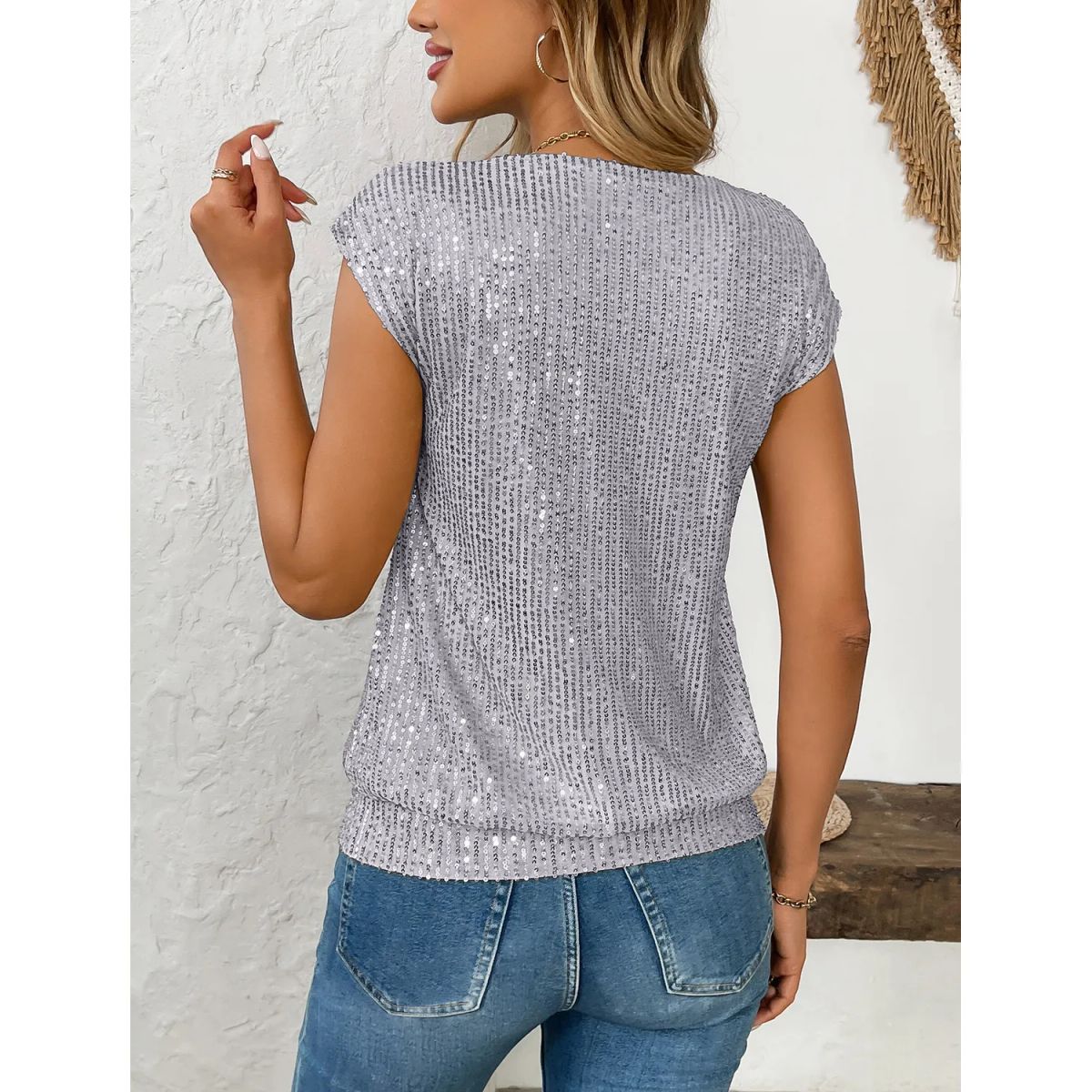 TIOZONEY - Blusa de manga corta para mujer