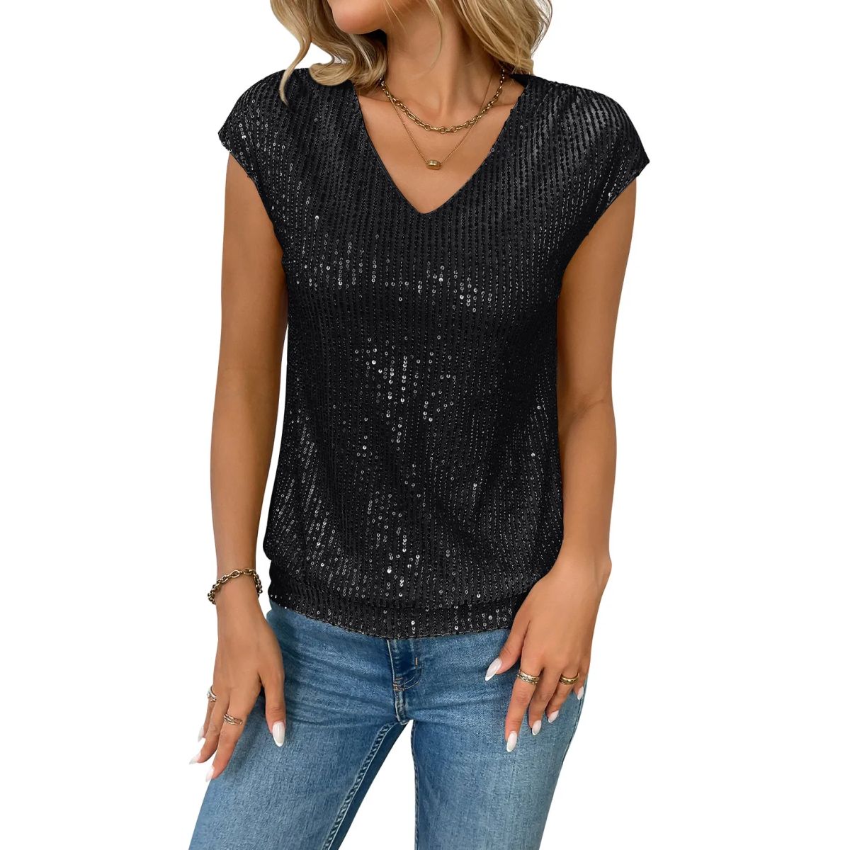 TIOZONEY - Blusa de manga corta para mujer