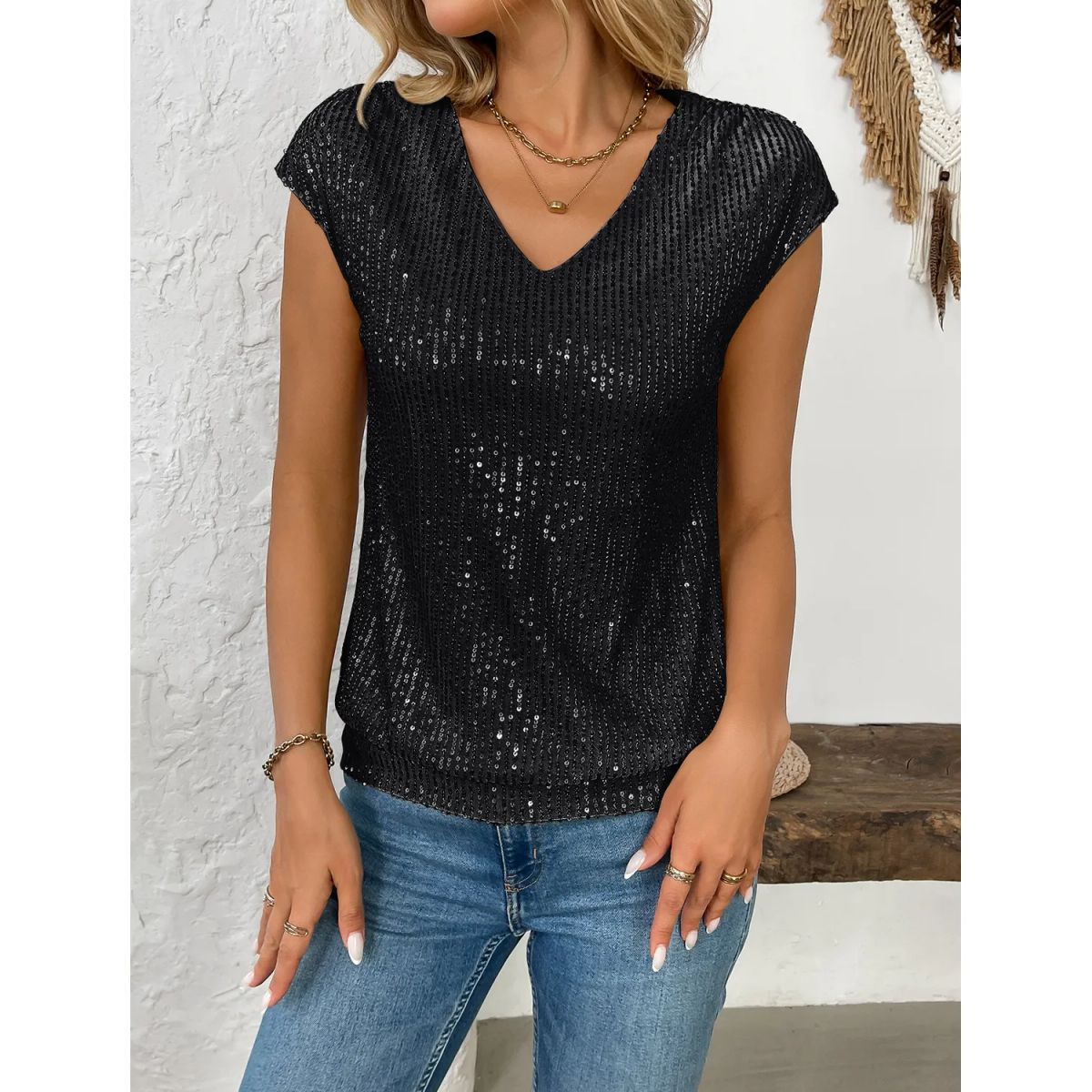 TIOZONEY - Blusa de manga corta para mujer