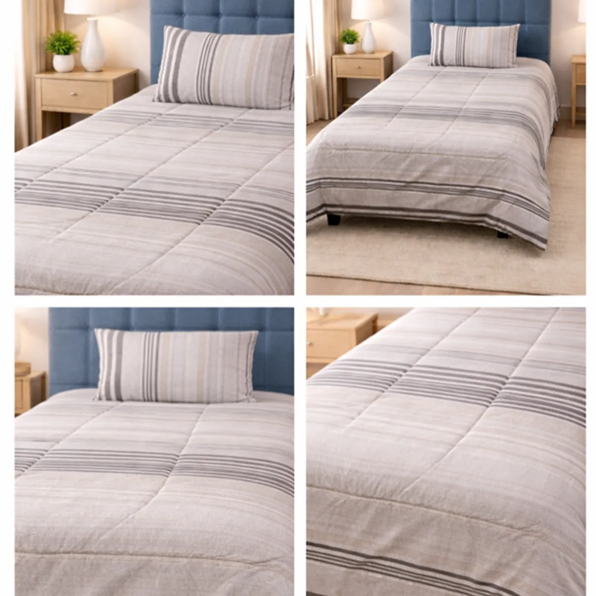 DULCES SUEÑOS - Plumón reversible Dulces Sueños Single 1plz Y 1.5plz Stripes Gray 170x235