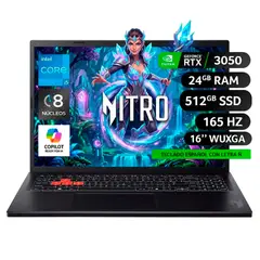 ACER - Notebook Gamer NL16-71G-56Q8-2 Intel Core i5 RTX 3050 24GB RAM 512GB SSD 16" WUXGA a 165Hz