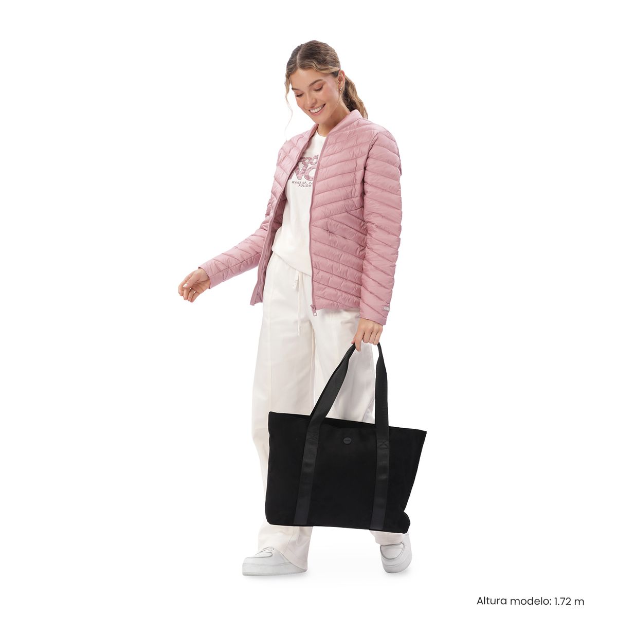 TOTTO - Tote Bag para Mujer Mixi Gam en Gamuza Grande Negro