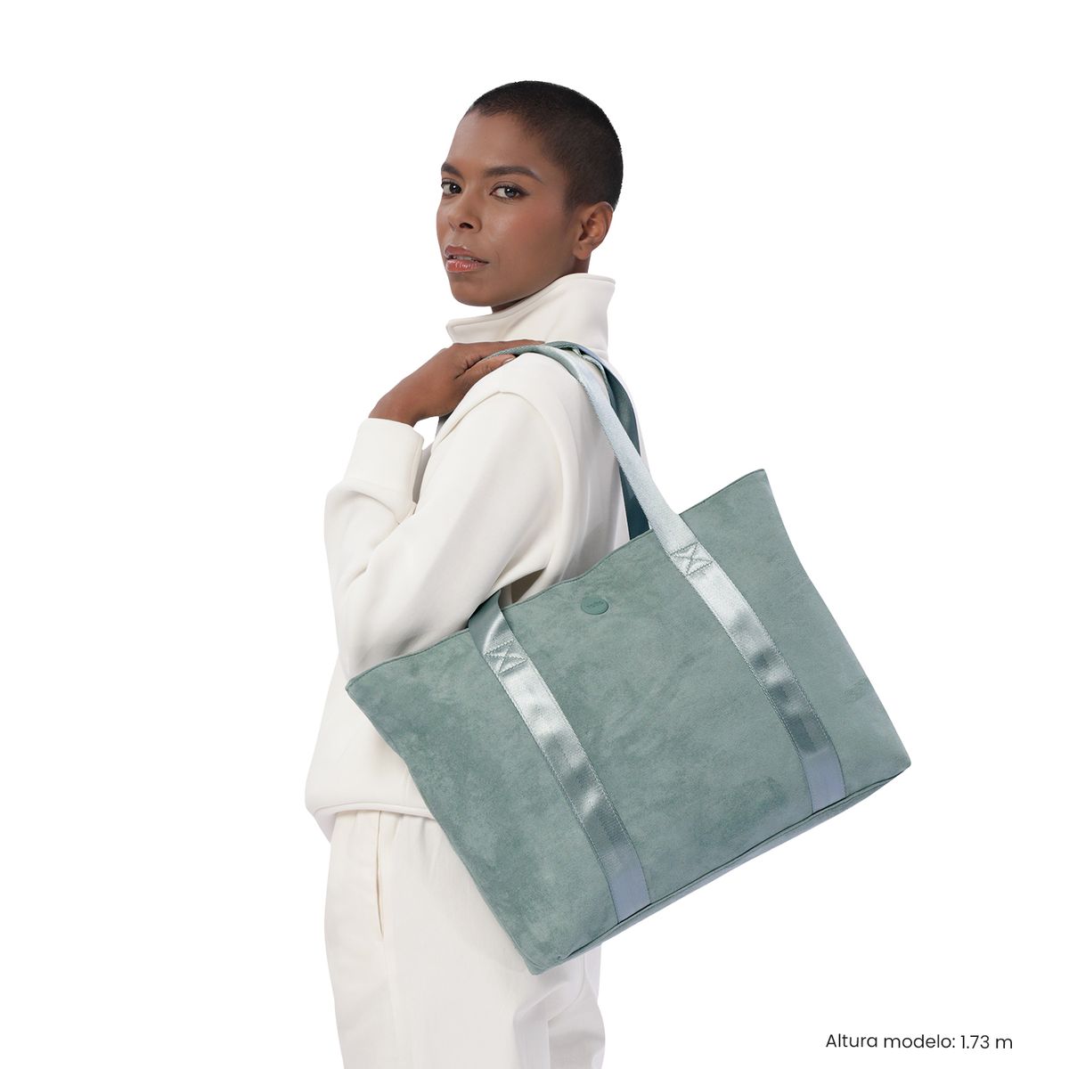 TOTTO - Tote Bag para Mujer Mixi Gam en Gamuza Grande Verde