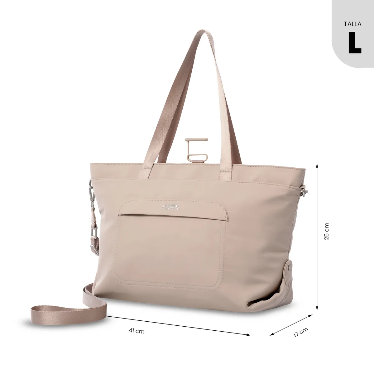 TOTTO - Tote Bag para Mujer Madrid Porta PC 15 Grande Beige